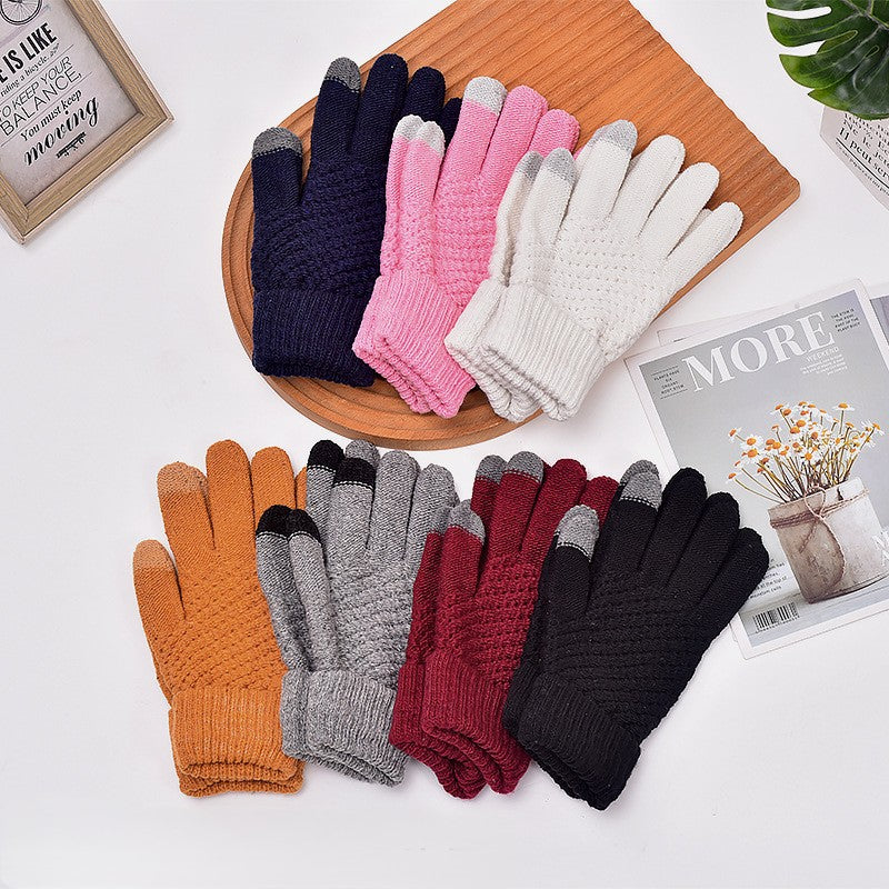 Waffle Knit Gloves With Touch Tips