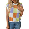 Checkerboard Crew Neck Knit Tee - NO05