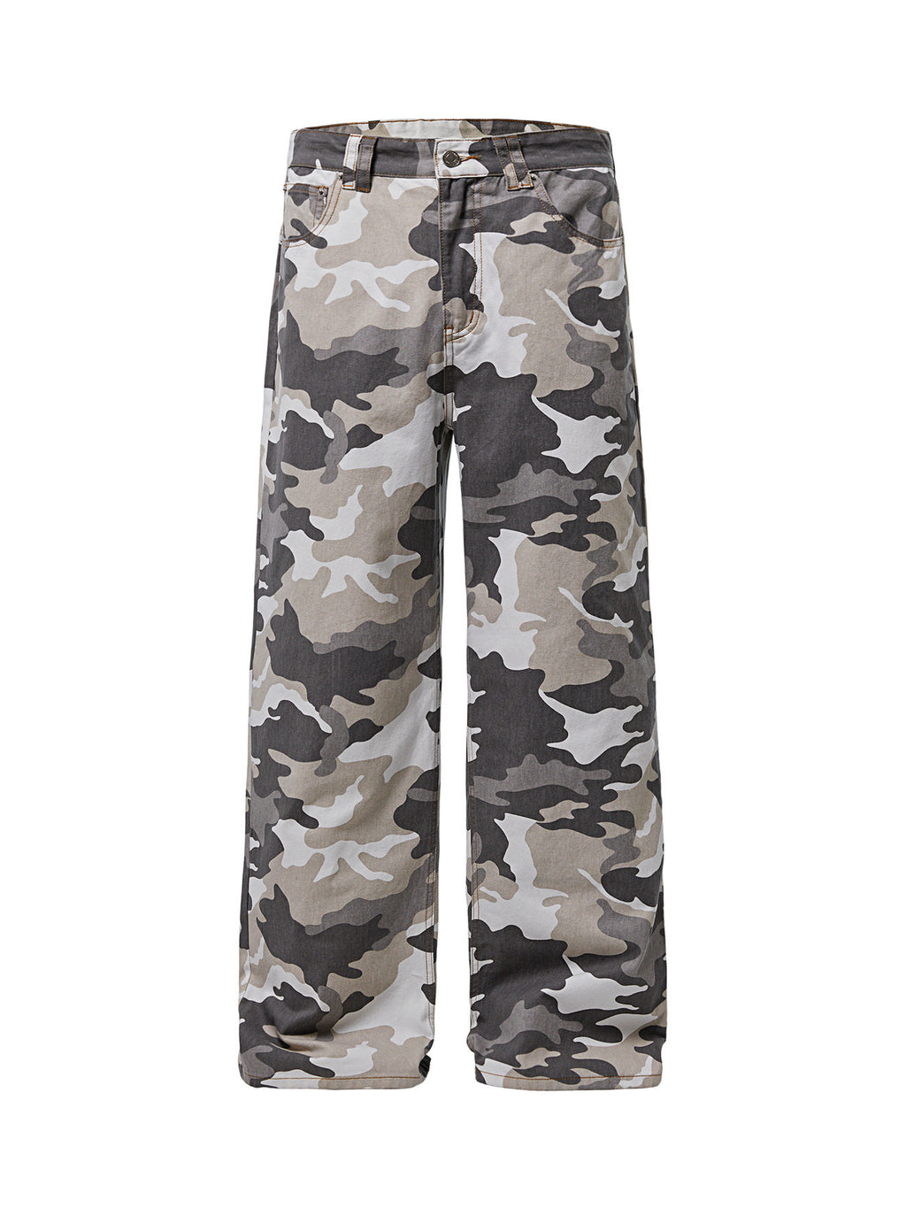 High Rise Camo Wide Leg Cotton Trousers - camo - 1