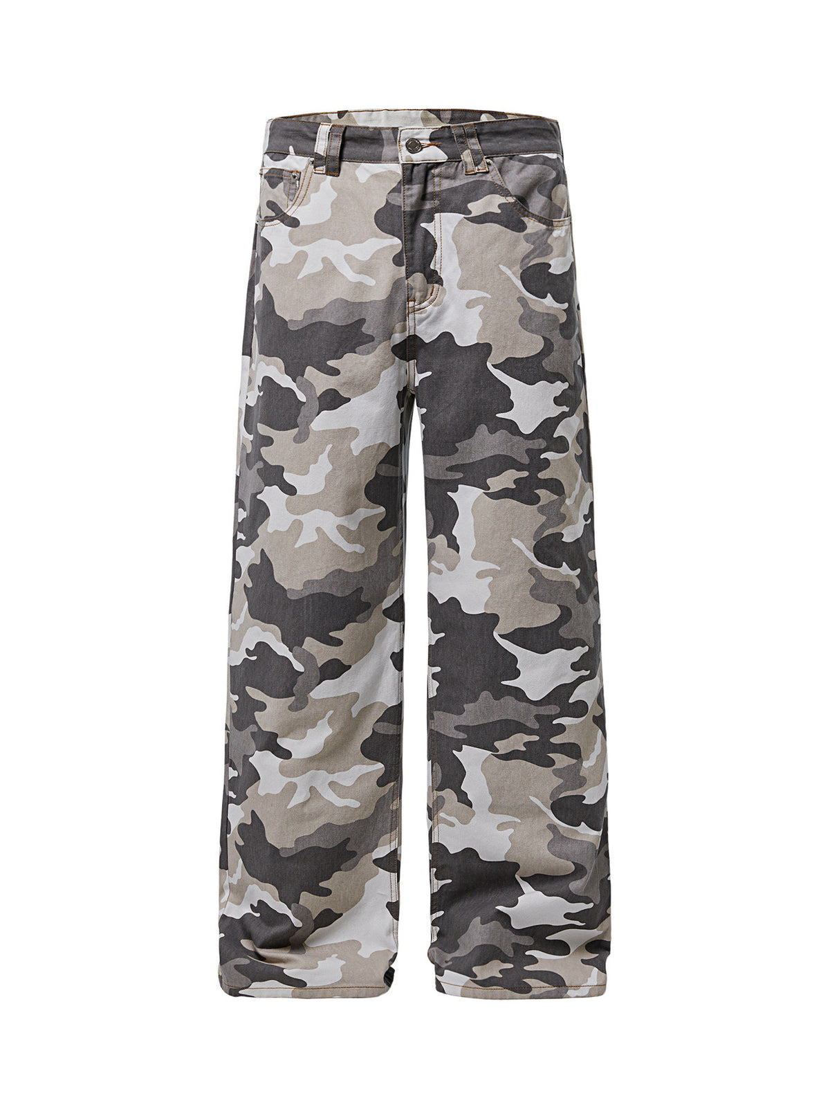 High Rise Camo Wide Leg Cotton Trousers - camo - 1