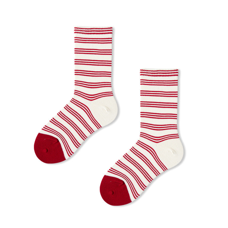 Heart Checkerboard Jacquard Crew Socks - Stripe