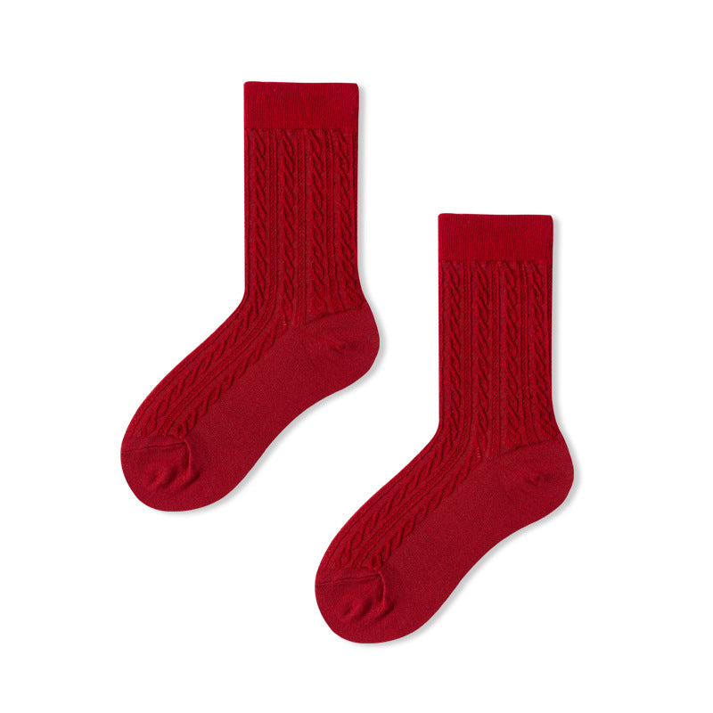 Heart Checkerboard Jacquard Crew Socks - Twist