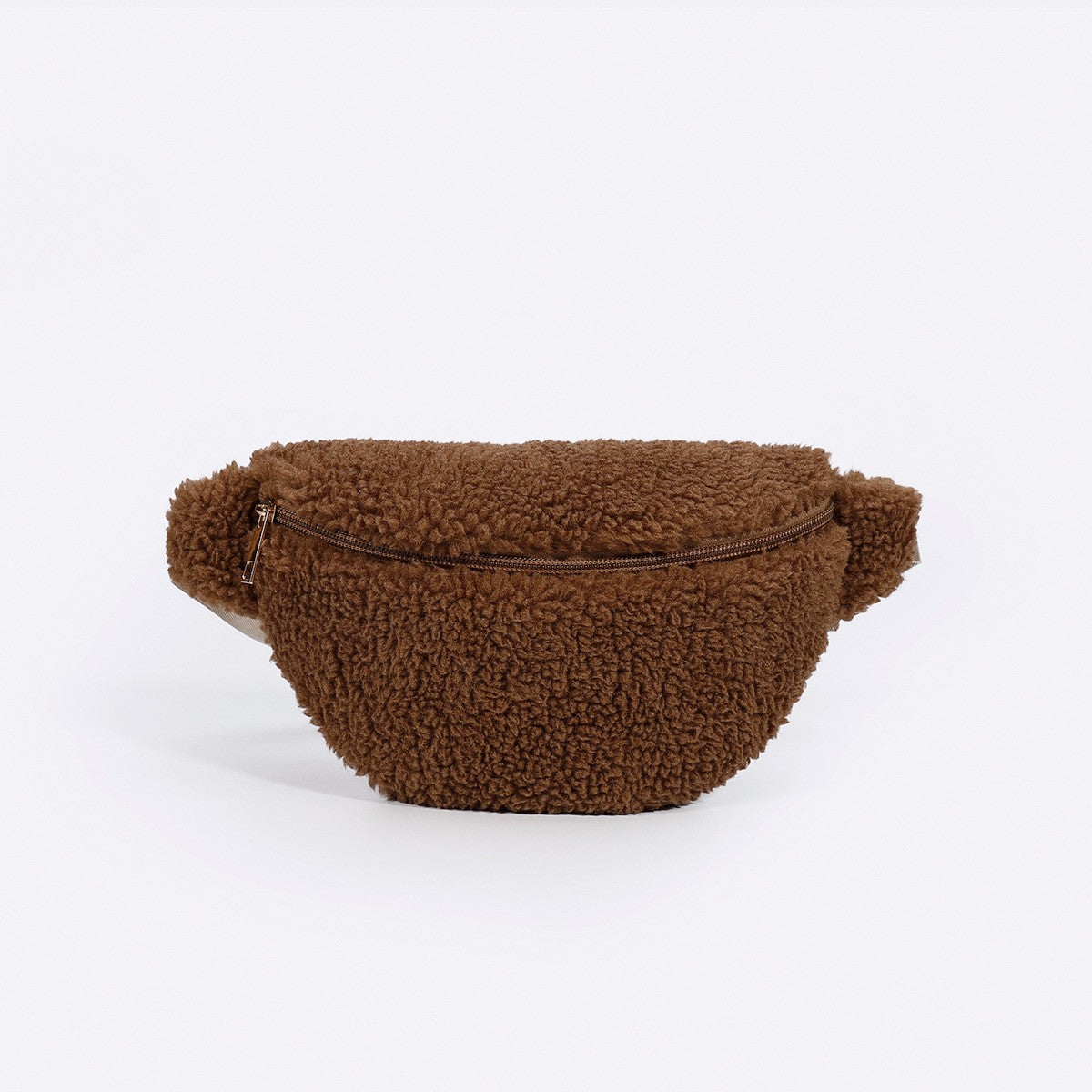 Teddy Sherpa Crossbody Sling Bag - Brown