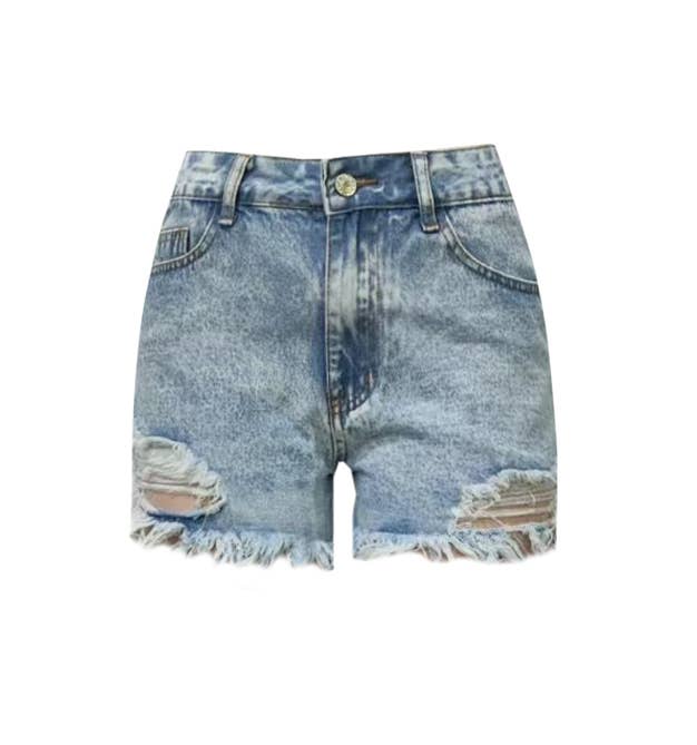 High Rise Ripped Cutoff Denim Shorts