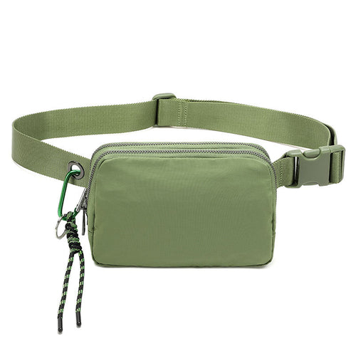 Adjustable Nylon Fanny Pack With Zip Pockets - green