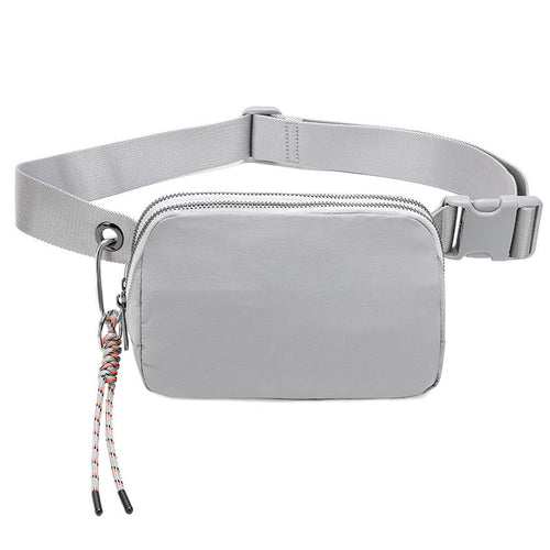 Adjustable Nylon Fanny Pack With Zip Pockets - grey