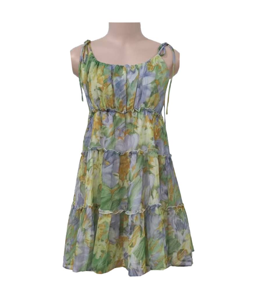 Watercolor Floral Tiered Mini Sundress