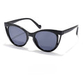 Rounded Cat Eye Gradient Lens Sunglasses - Black