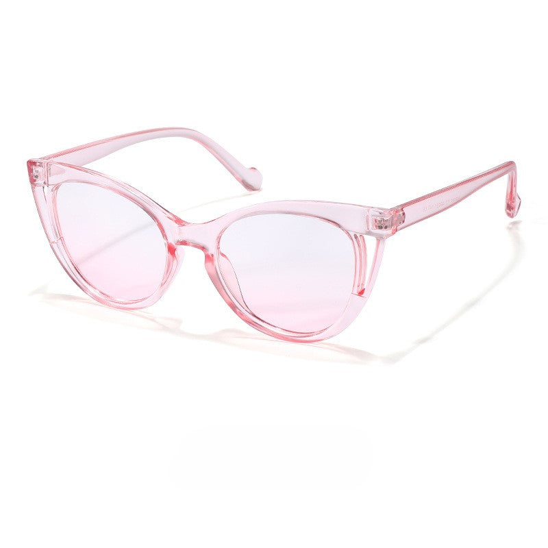 Rounded Cat Eye Gradient Lens Sunglasses - Pink