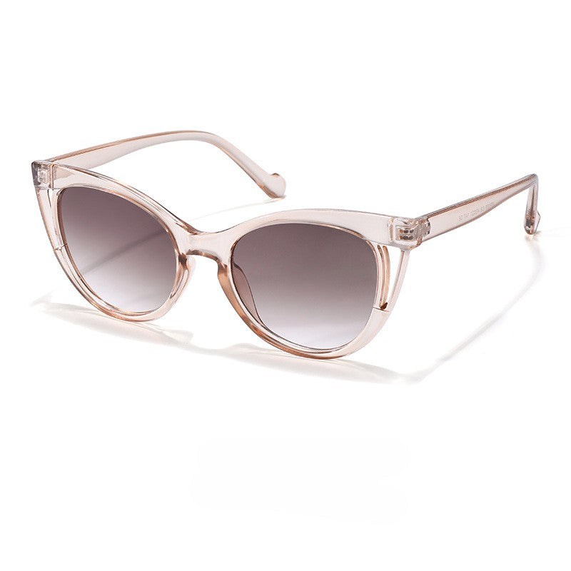Rounded Cat Eye Gradient Lens Sunglasses - Tea