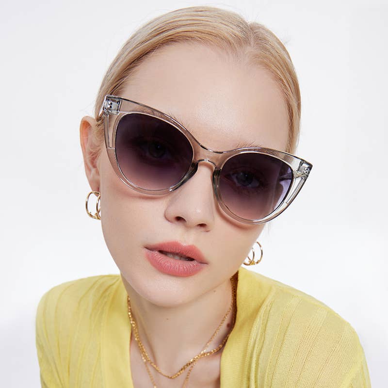Rounded Cat Eye Gradient Lens Sunglasses