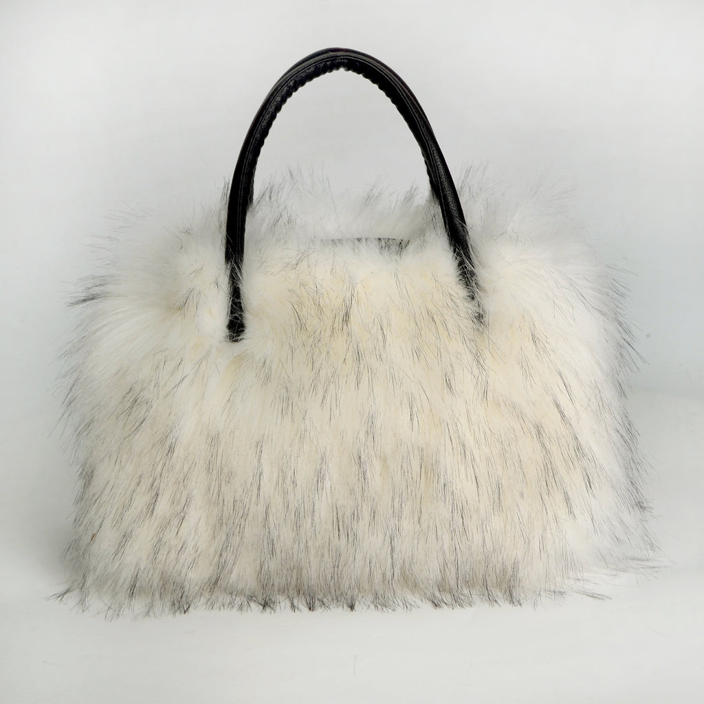 Shaggy Faux Fur Top Handle Bag - BWhite - 1