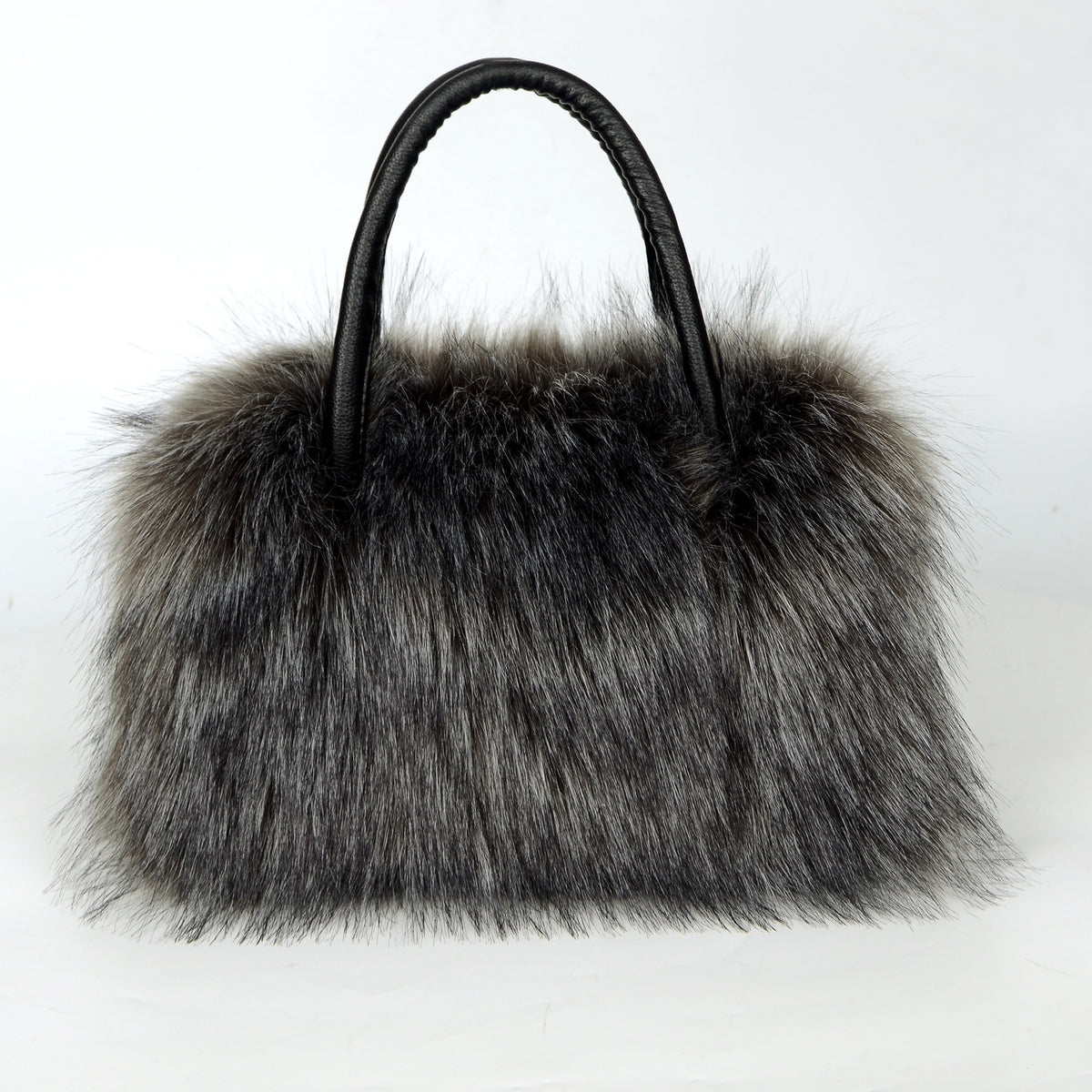 Shaggy Faux Fur Top Handle Bag - DarkGrey
