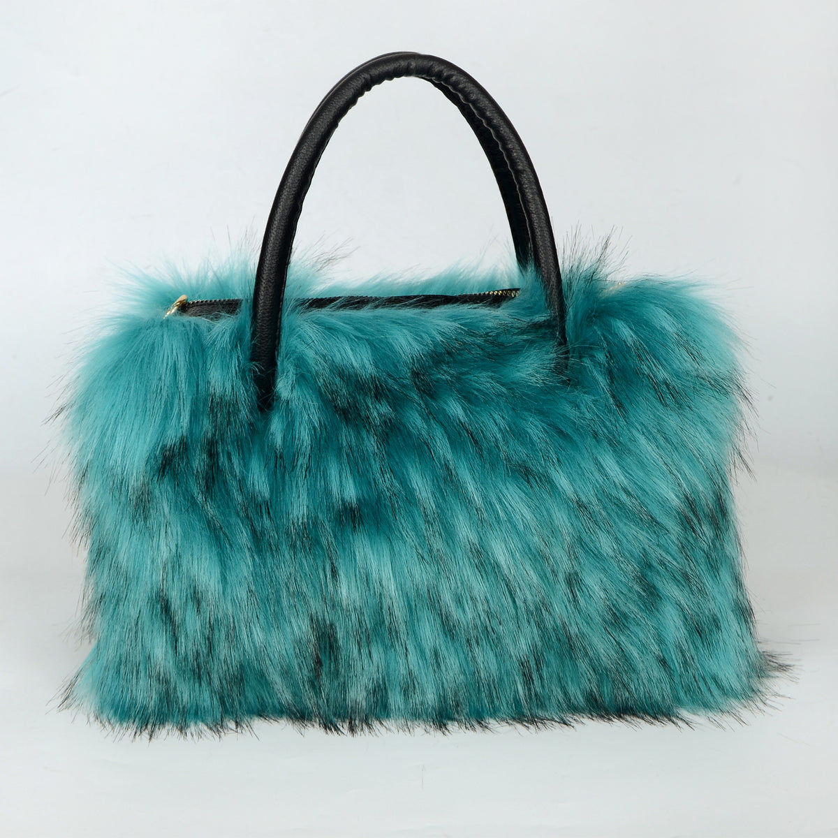 Shaggy Faux Fur Top Handle Bag - LakeBlue