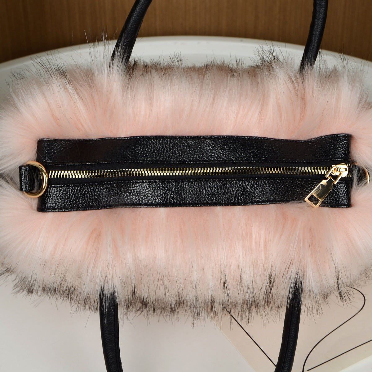 Shaggy Faux Fur Top Handle Bag - Pink - 3