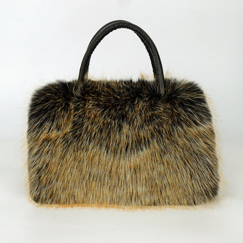 Shaggy Faux Fur Top Handle Bag - Yellow