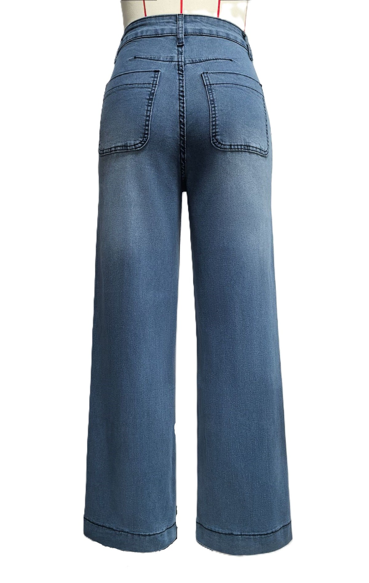 High Waist Cropped Wide Leg Jeans - Blue - 2