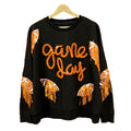 Sequin Football Fringe Graphic Sweatshirt - Yellow