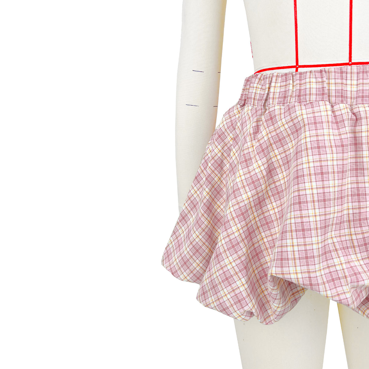 Y2K Plaid Bubble Hem Micro Skirt - Pink - 10