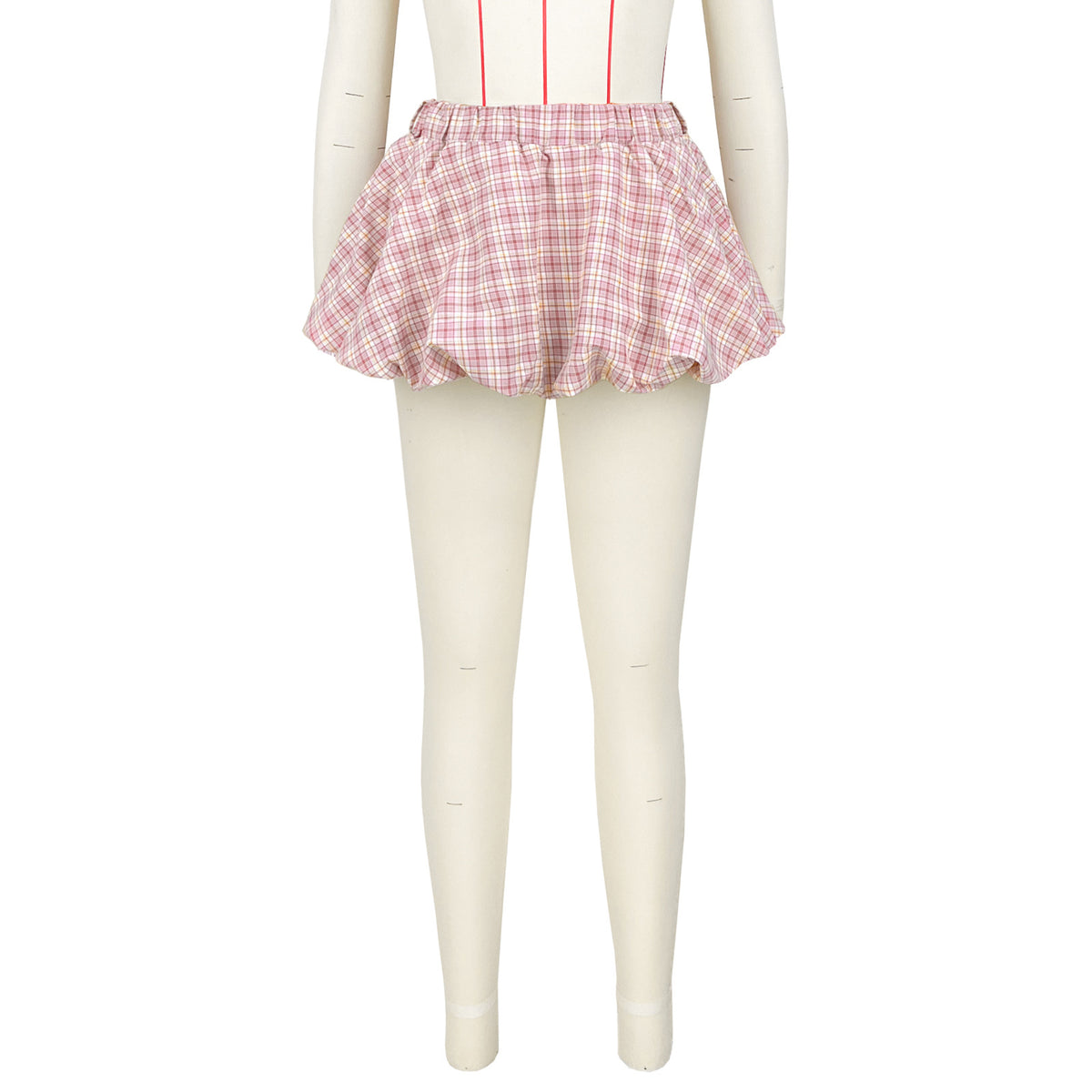 Y2K Plaid Bubble Hem Micro Skirt - Pink - 6