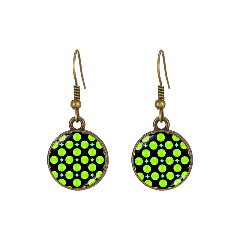 Vintage Polka Dot Glass Cabochon Earrings