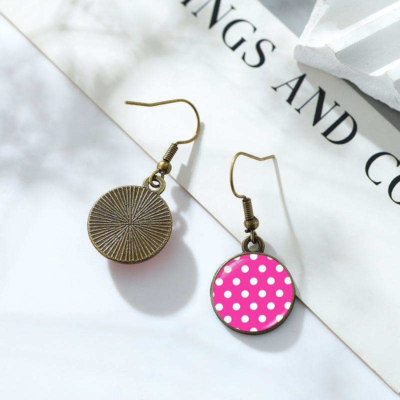 Vintage Polka Dot Glass Cabochon Earrings - view 2