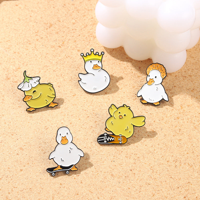 Skater Duck Cartoon Enamel Brooch Pin