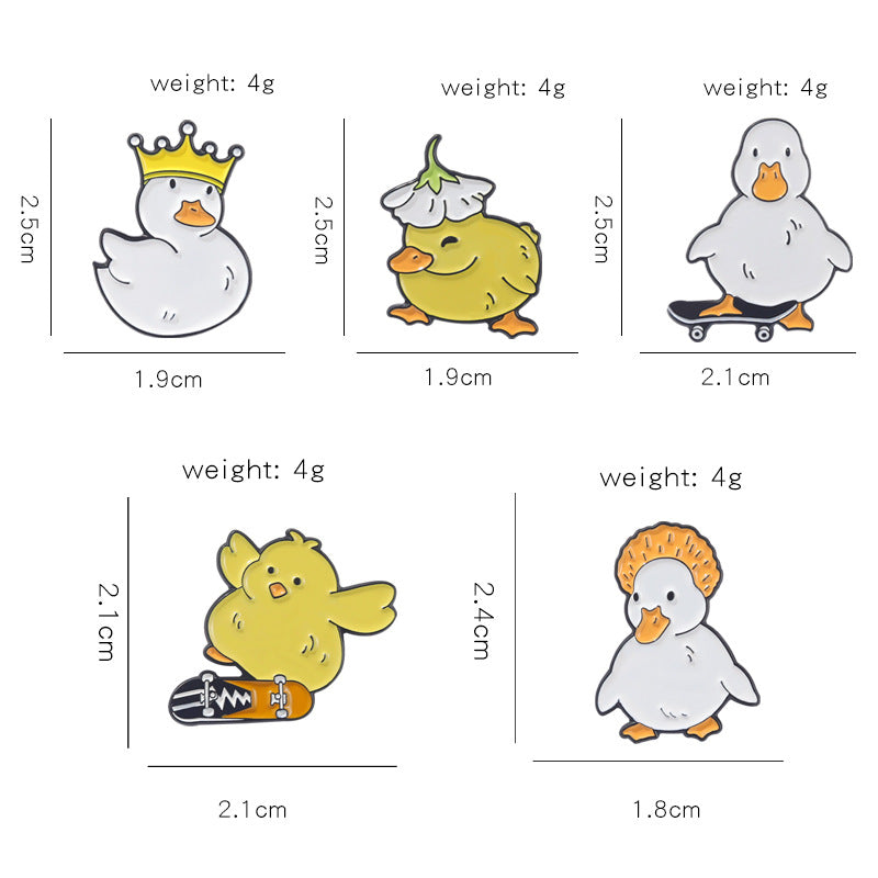 Skater Duck Cartoon Enamel Brooch Pin - view 2