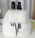 Fluffy Faux Fur Mini Flap Backpack - White