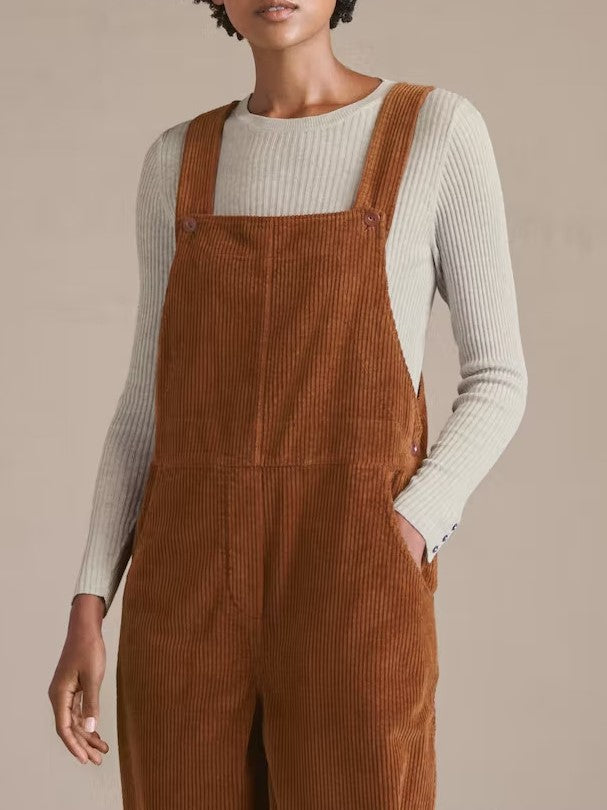 Tapered Wide Wale Corduroy Overalls - Coffee - 2