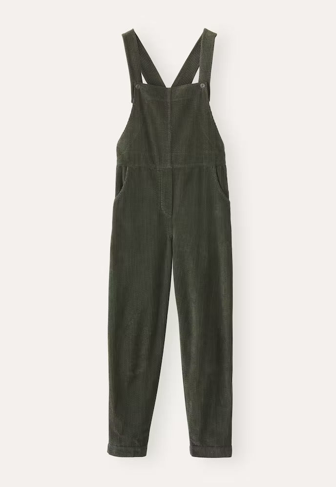 Tapered Wide Wale Corduroy Overalls - Olive
