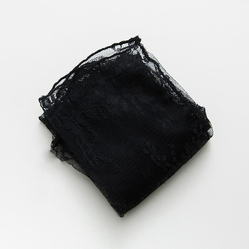 Sheer Floral Mesh Slouch Socks - black