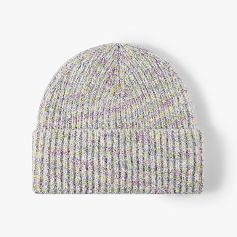 Marled Ribbed Cuffed Knit Beanie - Gray