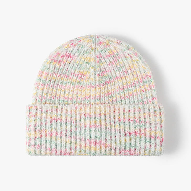 Marled Ribbed Cuffed Knit Beanie - Pink