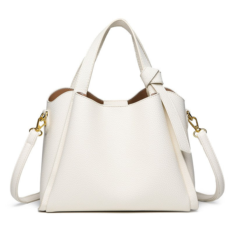 Slouchy Knot Handle Tote with Crossbody Strap - Ivory