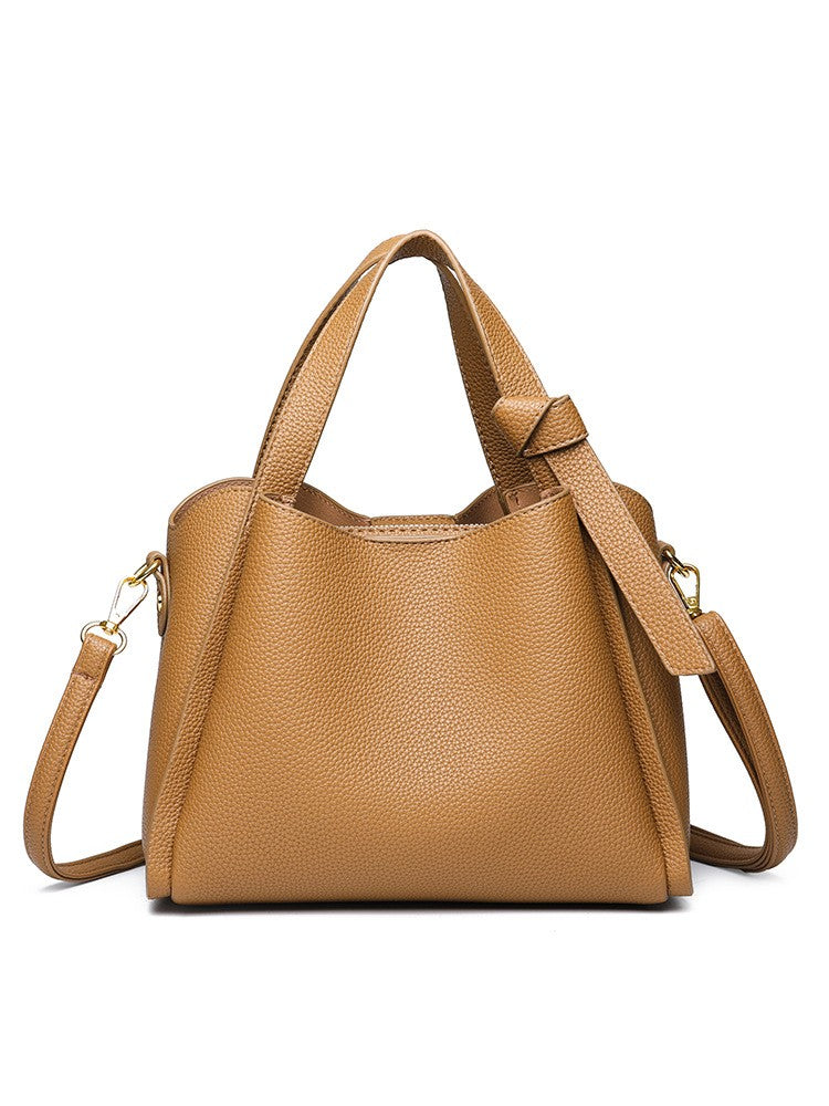 Slouchy Knot Handle Tote with Crossbody Strap - Tan