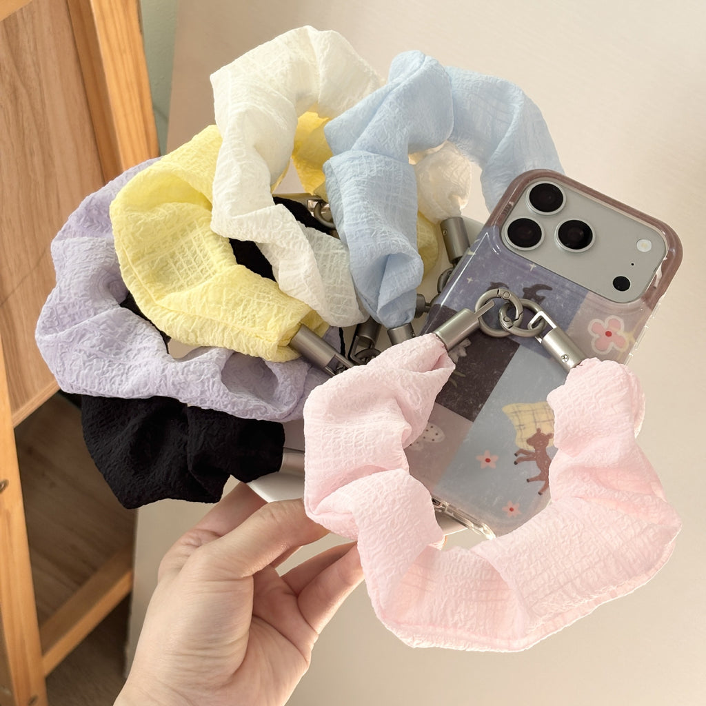 Crinkle Texture Scrunchie Phone Lanyard Strap - Purple