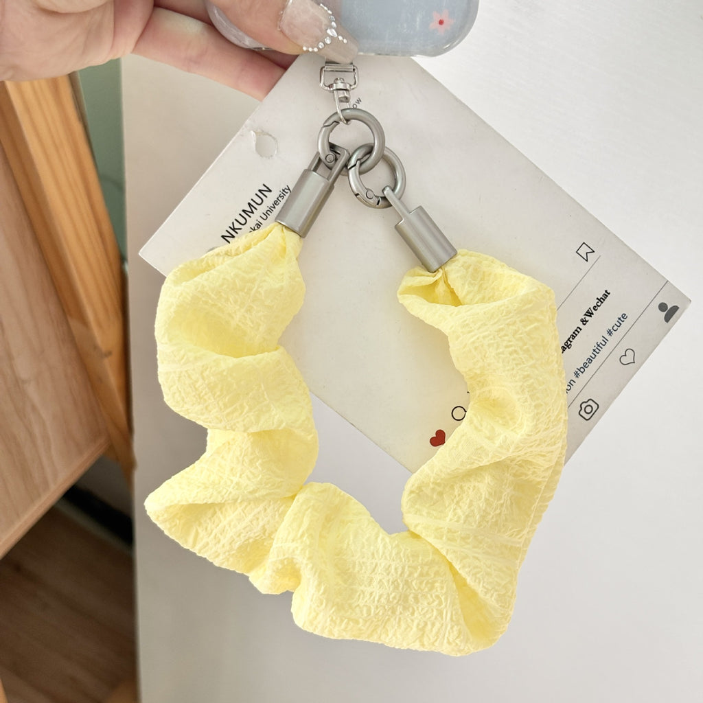 Crinkle Texture Scrunchie Phone Lanyard Strap - Yellow