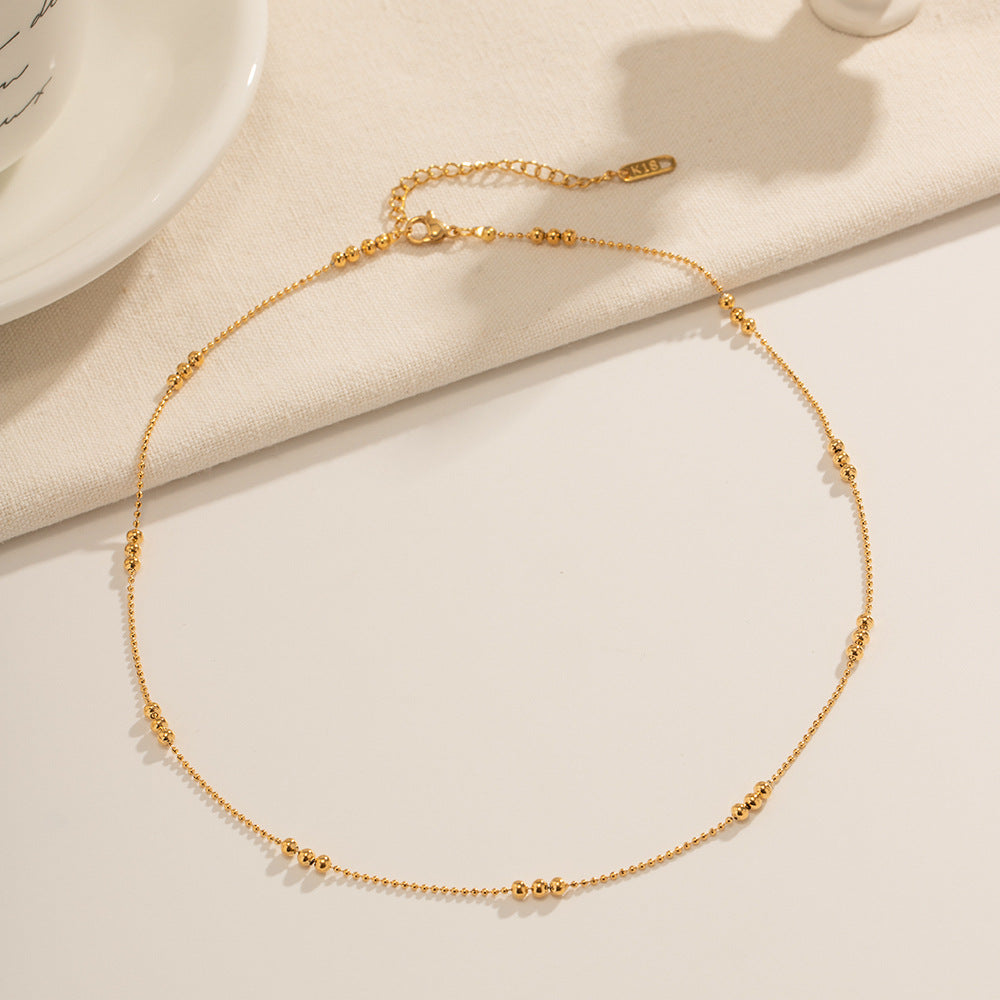 Dainty Ball Bead Layering Necklace - Gold - 4