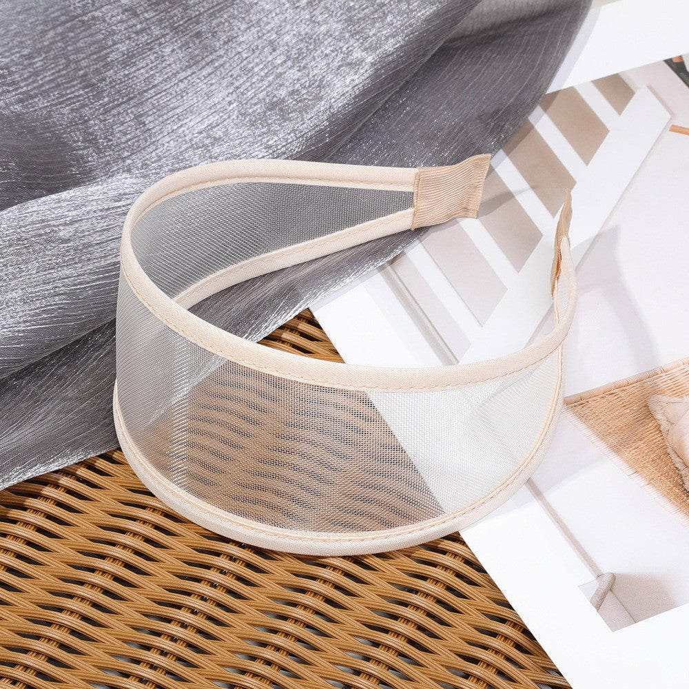 Sheer Mesh Wide Headband for Everyday Styling - Beige