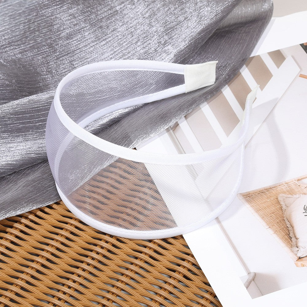Sheer Mesh Wide Headband for Everyday Styling - White