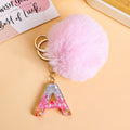 Fluffy Pom Resin Letter Keychain - A