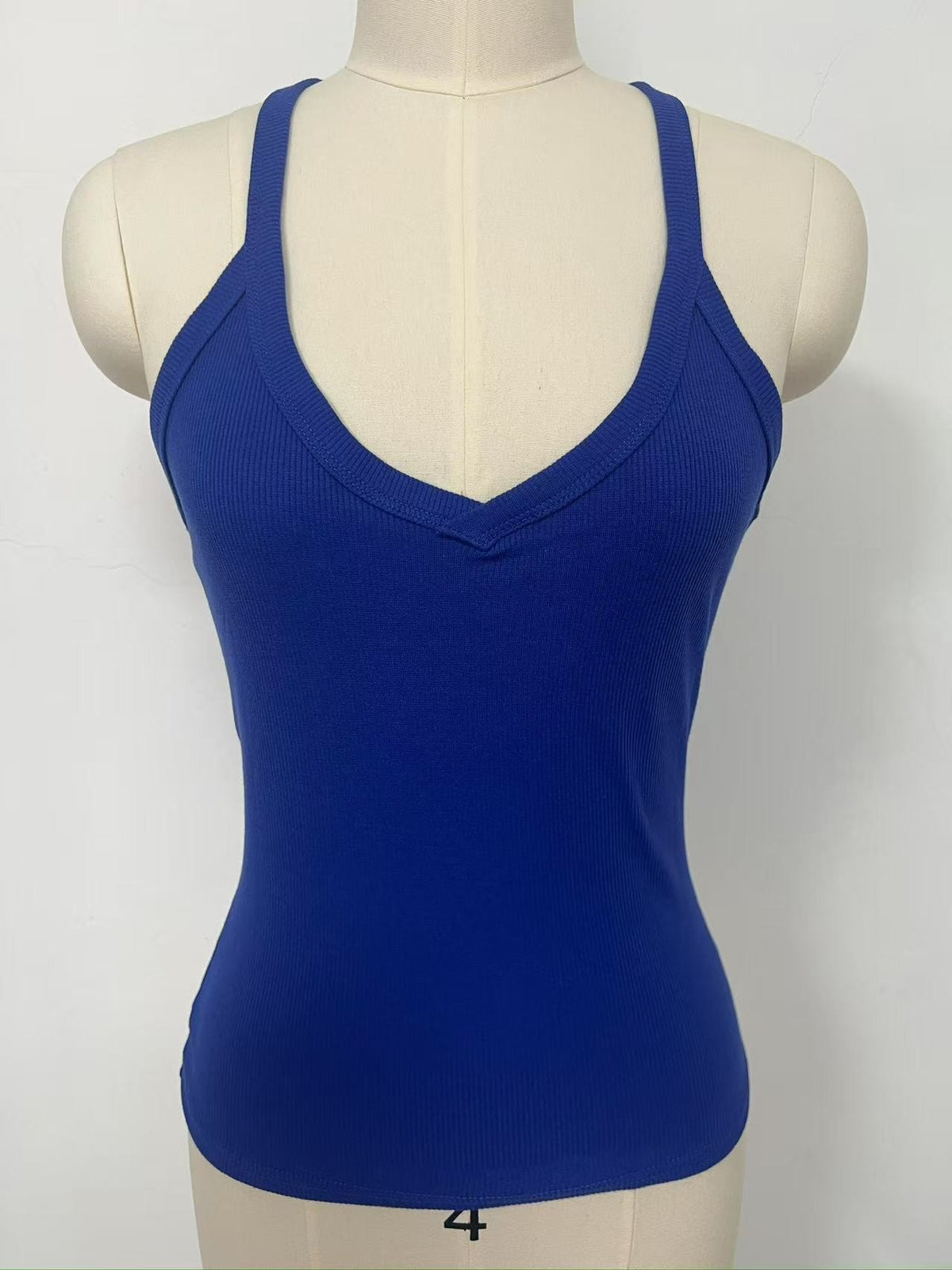Ribbed V Neck Racerback Yoga Tank Top