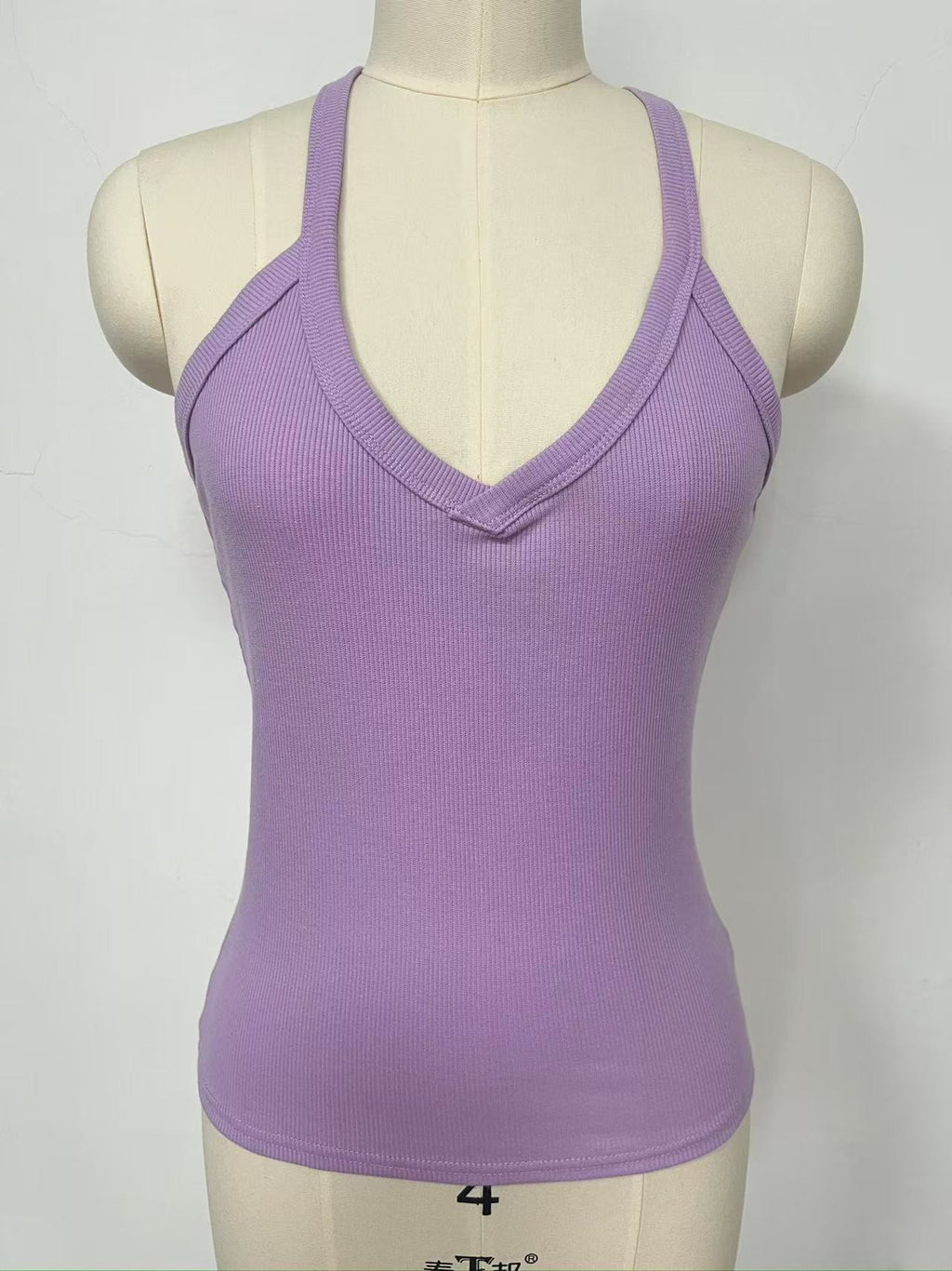 Ribbed V Neck Racerback Yoga Tank Top