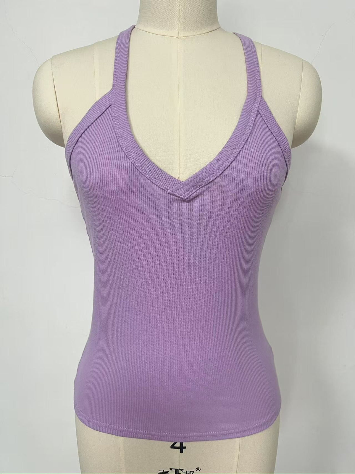 Ribbed V Neck Racerback Yoga Tank Top