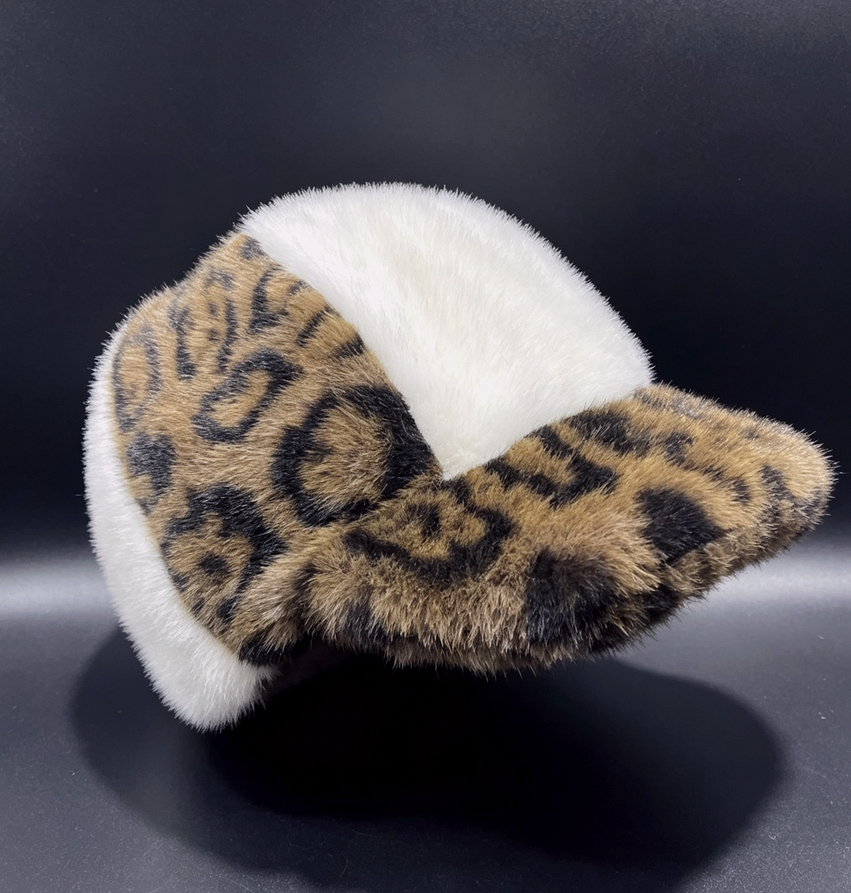 Fuzzy Faux Fur Baseball Cap in Leopard or Colorblock - Brown