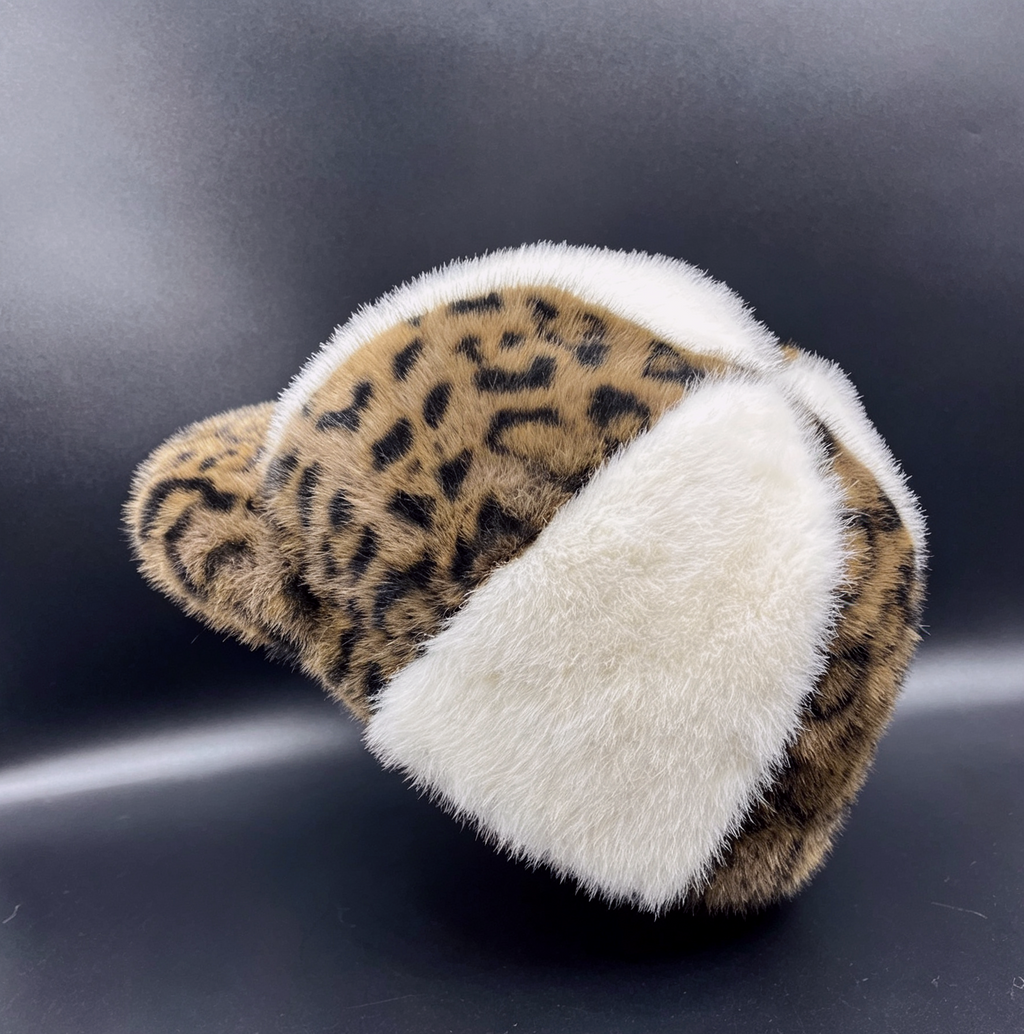 Fuzzy Faux Fur Baseball Cap in Leopard or Colorblock - Brown - 1