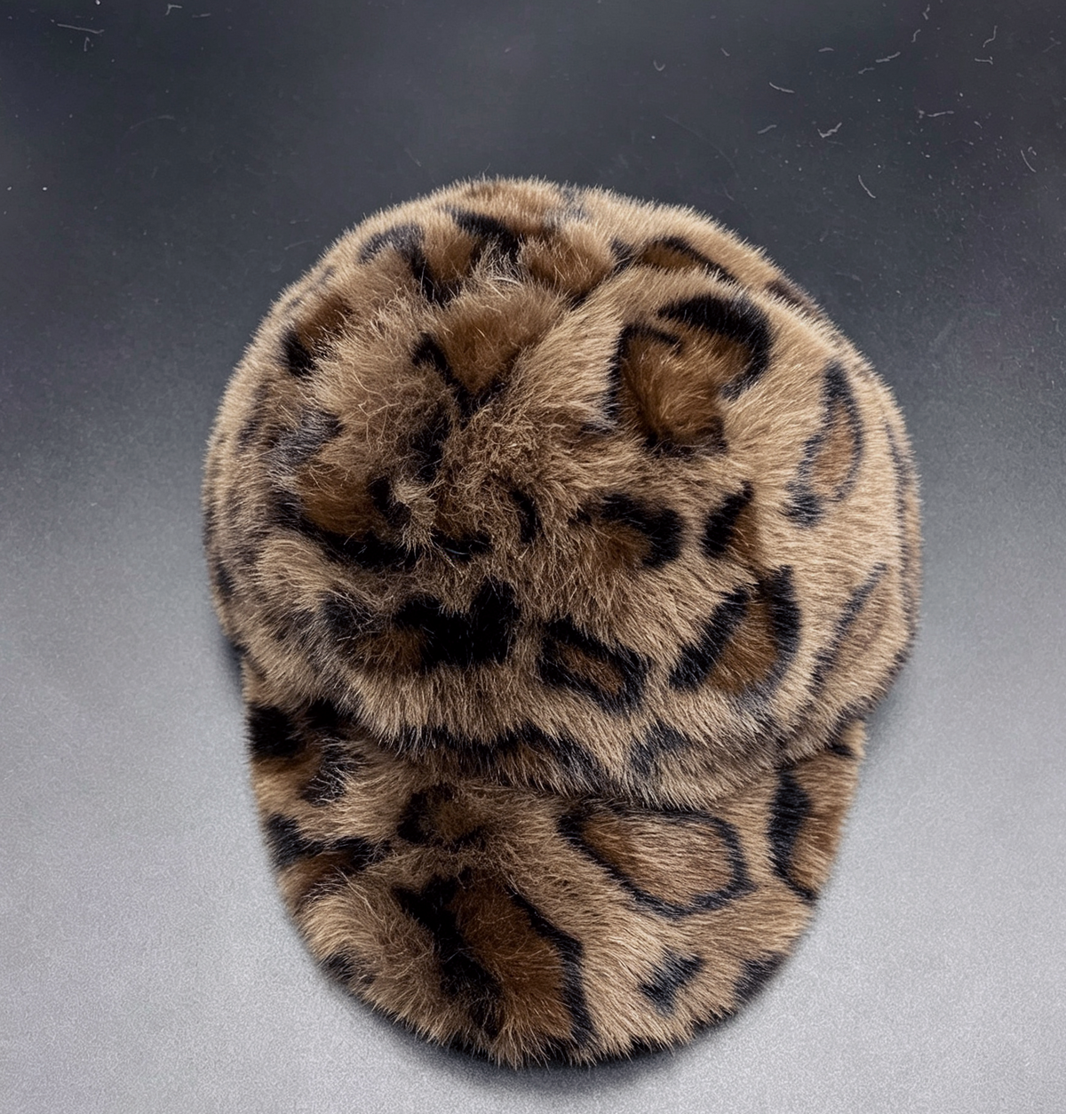 Fuzzy Faux Fur Baseball Cap in Leopard or Colorblock - DLeopard