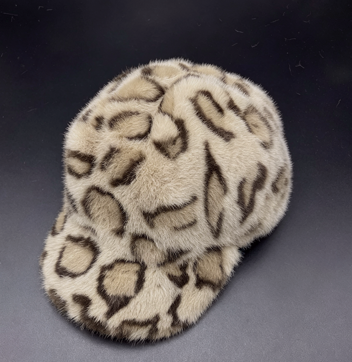 Fuzzy Faux Fur Baseball Cap in Leopard or Colorblock - KLeopard