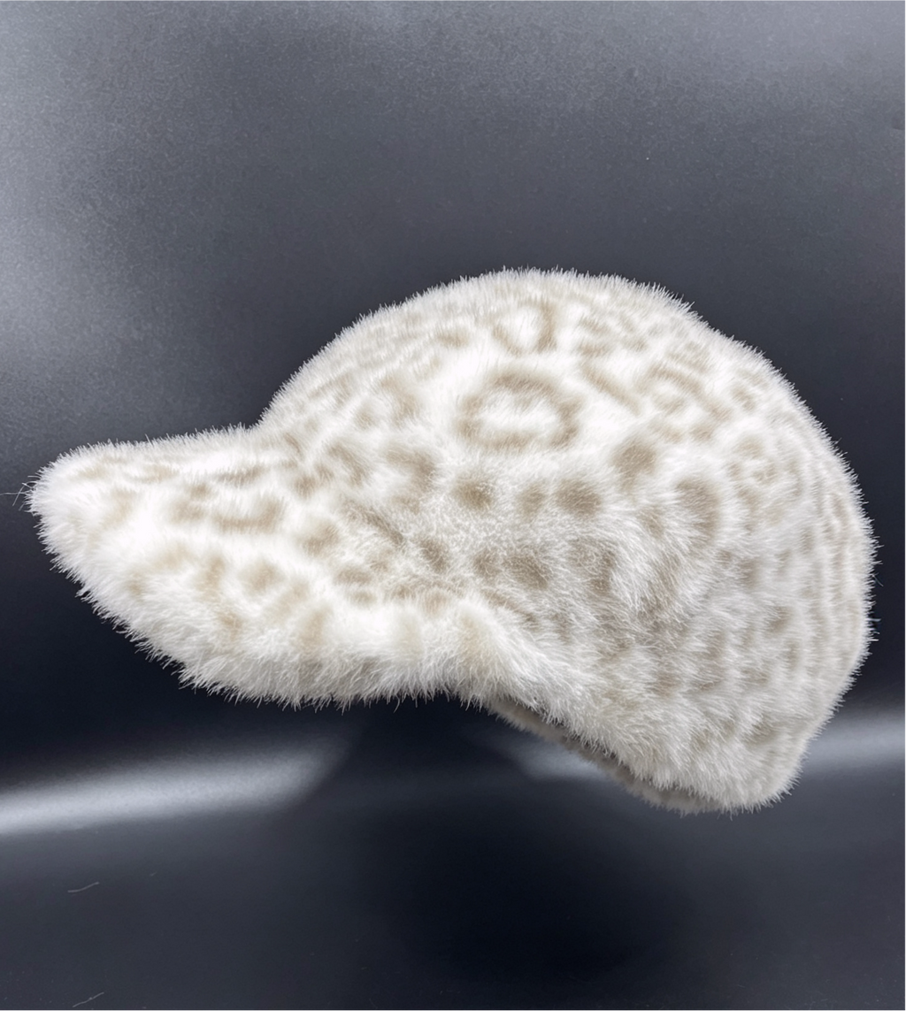 Fuzzy Faux Fur Baseball Cap in Leopard or Colorblock - Leopard